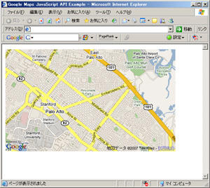 Google Map をウェブサイトに埋め込んだ様子