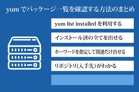 yum でパッケージ一覧を確認する方法のまとめ