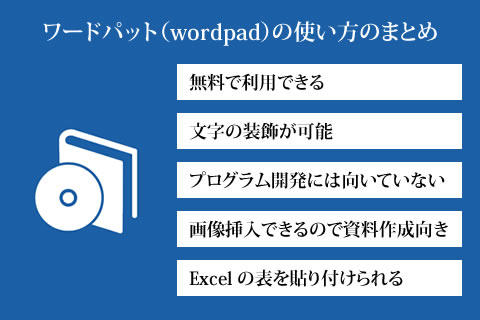 ワードパット（wordpad）の使い方のまとめ